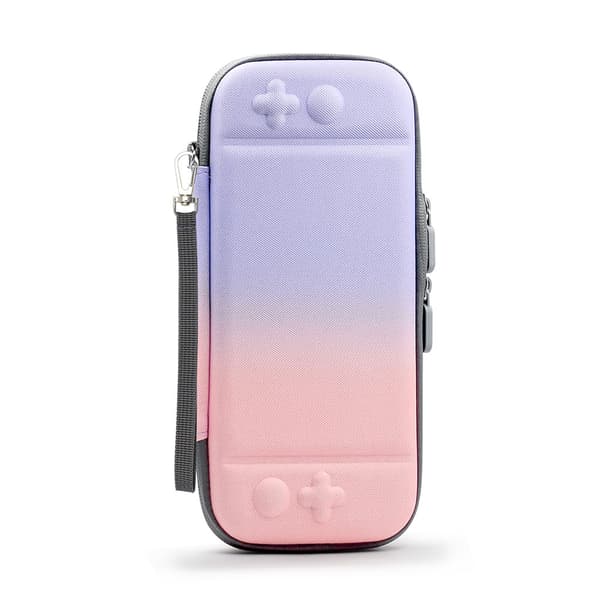 Nintendo Switch/Switch Lite Gradient Opbevaringspose Bæretaske Med Bærbare NS Tilbehør Med Beslag（Pink Lilla）
