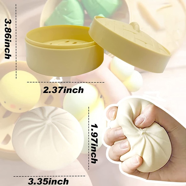 Dumpling Stress Ball Fidget Toy, Dumpling Squishy Stress Ball Steamed Stuffed Bun Squeezing Stress Relief Toy, Dough Balls Squishy Dumpling Fidget