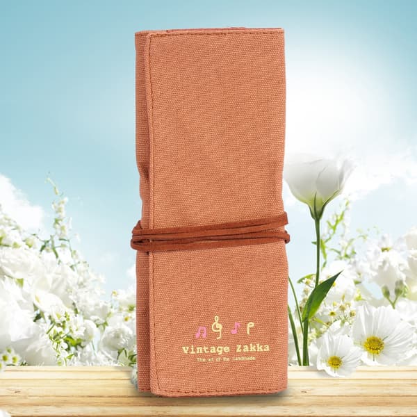 Makeup Canvas Wrap Roll Up Pen Pencil Makeup Bag Case Holder Makeup Brush Retro Romantic Bag