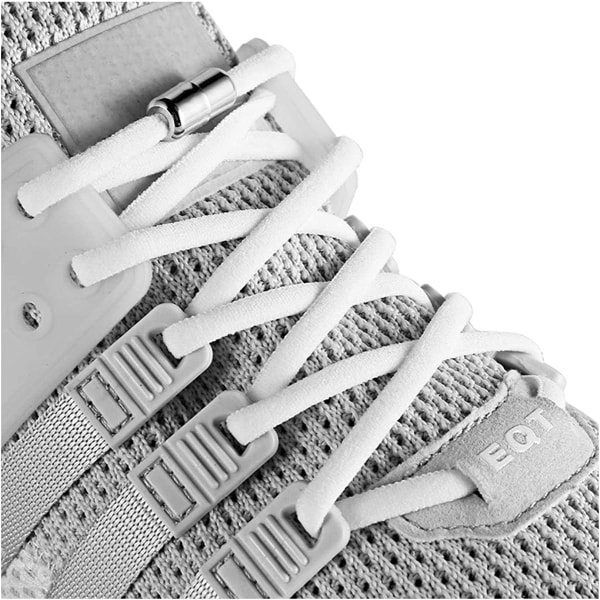 Vit elastisk skosnören utan knytband för vuxna, barn, äldre, system med elastiska skosnören (5 par)