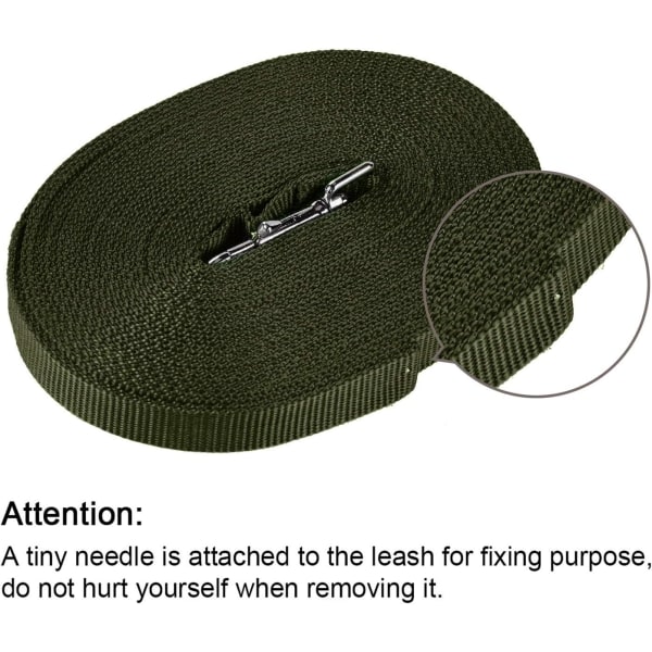 Hundetræningsline Lang Line Hvalpe Lydighed Tilbagekaldelsesline til Hunde ， Perfekt til Leg Camping Strand Baghave (L 30Ft, Army Green)