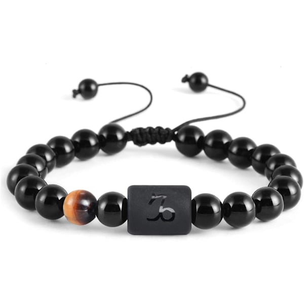 Armbånd til mænd og kvinder 12 Stjernetegnsarmbånd til unge unisex gaver justerbare perler 8mm-10mm（Stenbuk）