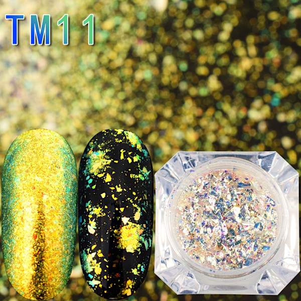 Nagelkonst Krom Pigment Dekorationspulver Manikyr Glitter Spegelpulver 11