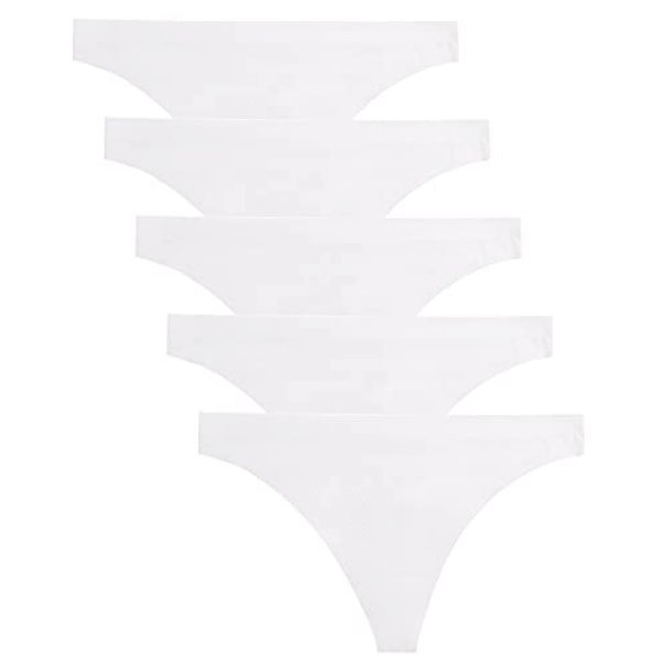 Sömlösa stringtrosor för kvinnor No Show stringtrosor Underkläder kvinnor 5-pack, vit, XL