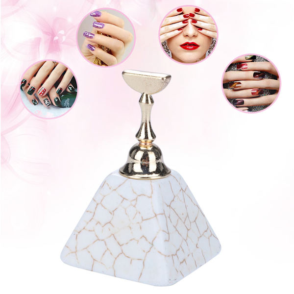 Magnetisk negletip øvelsesstand base legering holder neglekunst display stand manicure værktøj (Beige)