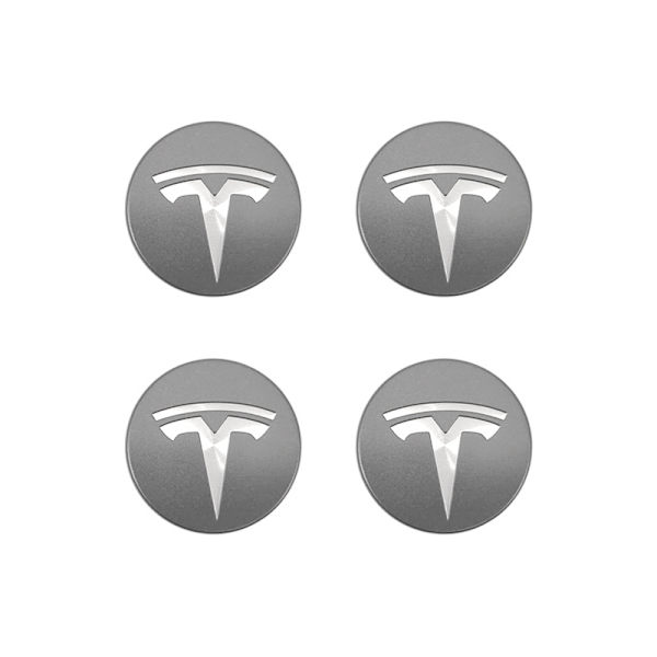 Lämplig för tesla Tesla modell 3 hjulnavkapsel logotyp - ljusgrå silver logotyp (fyra pack)
