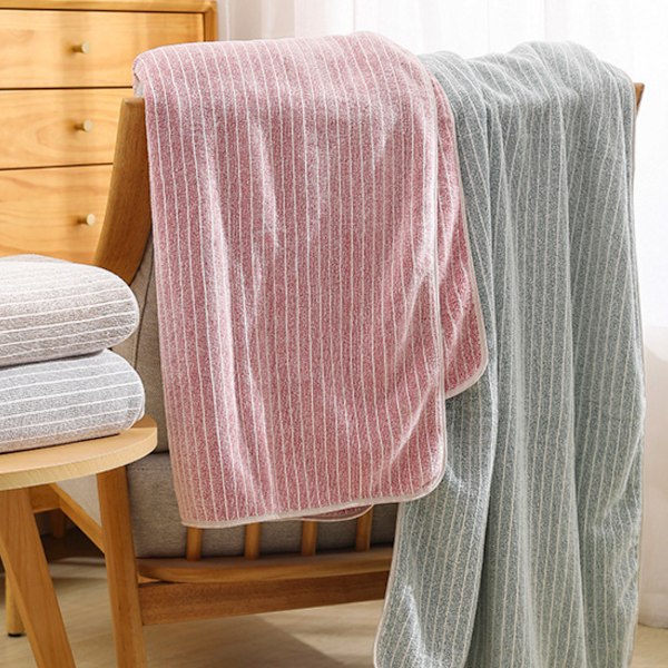 Badlakan 2-pack Badlakan Fluffy, Korallfleece, Mjuk, Vattenabsorberande, Snabbtorkande, Randig Handduksset Mörkgrön