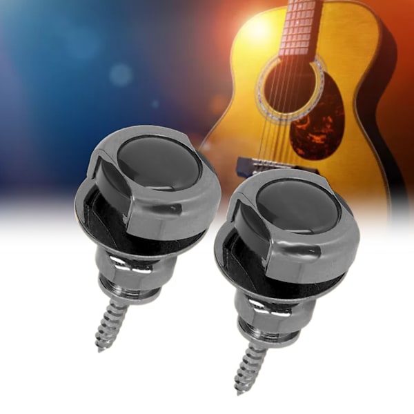 Gitarrremsspärr Set Ändknapp Pin Akustisk Elgitarr Basersättning Tillbehör Svart