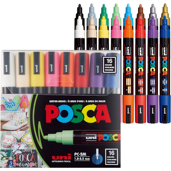 POSCA 8-värinen maalitussisetti, PC-5M Medium Extended Range