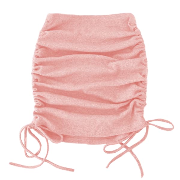 Mini blyantskørt med snøre og plisseret elastik Pink,XL