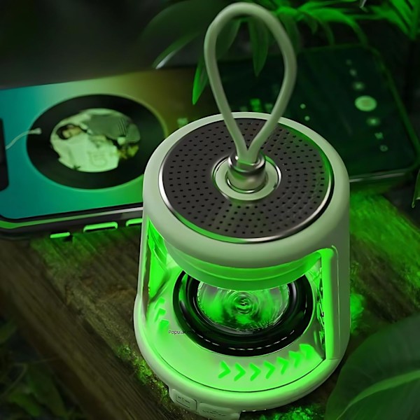 Kannettava Bluetooth-kaiutin, 360° RGB-valot, 25 tunnin toistoaika, magneettinen pohja, IPX5-vesitiivis, Type-C-pikalataus, 5 W stereoaani, Co white