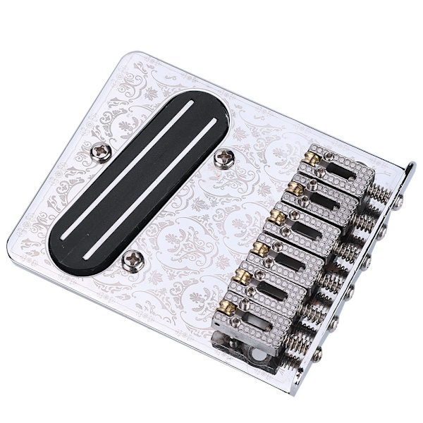 Silver Pattern med Roller Saddle TL Gitarr Bridge Dual Rail Pickup Skruvar Skiftnyckel (#2)