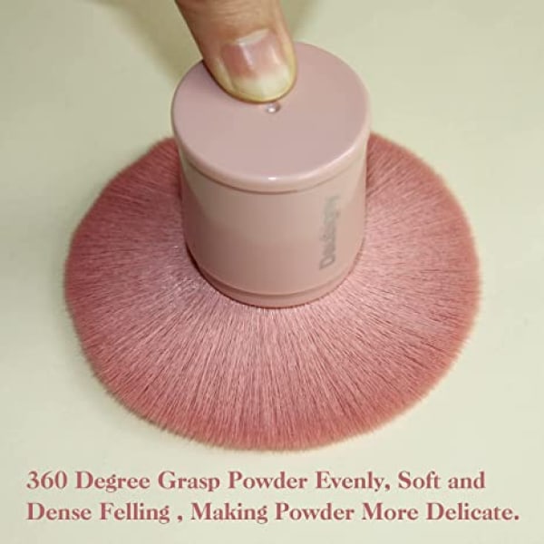 Infällbar Kabuki Makeup Brush, Powder Brushes Foundation Travel Foundation Brush för Blush & Powder (Rosa)