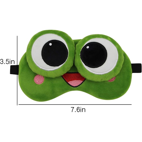 Rolig Groda Sömnmask Mjuk Plysch Justerbar Blindfold Ögonmask Skydd med Återanvändbar för Män Kvinnor Barn