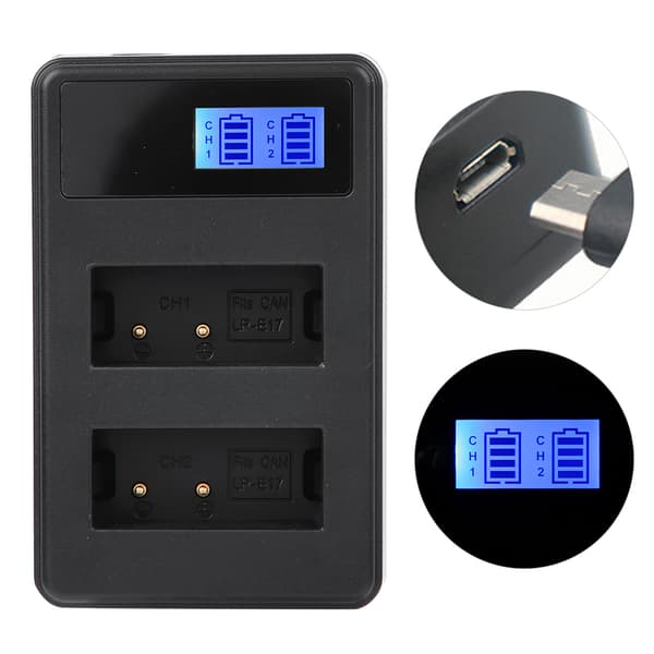 SEIVI LP E17 Kamerabatterilader USB Smartlader LCD Elektrisk Mengde Dobbel Spor