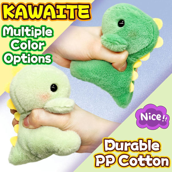 Fett Dinosaur Myke Dyr, Dino Kawaii Plussj Leke for Jenter og Gutter, Myk Dinosaur Plussj Leke Nøkkelring, Liten Dinosaur Plussj Light Green