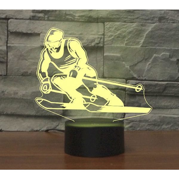 WJ 3D Skidåkning Fjärrkontroll 16 Färg Nattljus Illusion Akryl LED Bordsängslampa Barn Sovrum Skrivbordsdekor Födelsedagspresenter Leksak för Barn