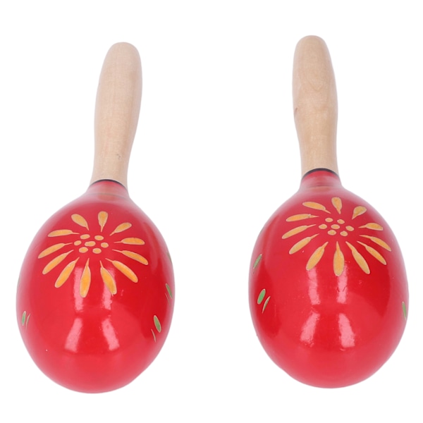 2 stk. Maracas Rød Udskåret Træ Sandbold Percussion Instrument Tidlig Barndom Undervisningshjælpemidler til Fester Karnevaler