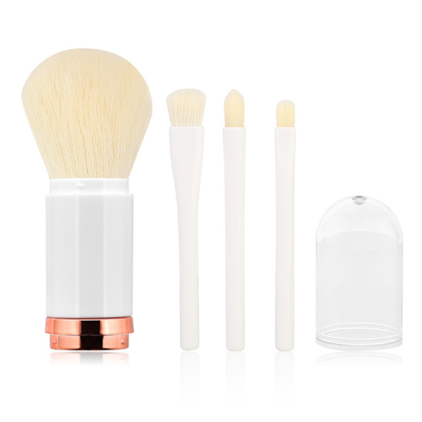 4 stk. bærbar kosmetisk børste concealer foundation pudder børste sæt rejse makeup værktøj (hvid)