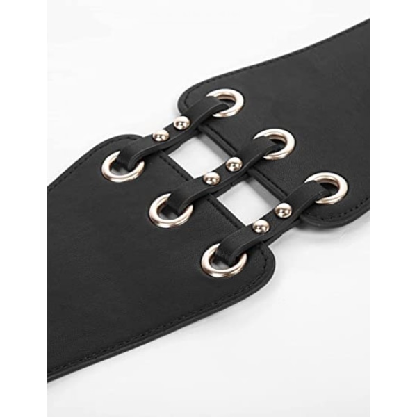 Kvinnors PU-bälte Nitar Bälte Bälte Elastiskt Bälte Steampunk Tight Korsett Skjorta Bälte Dekorativ Klänning Skjorta Rock Bälte - Svart