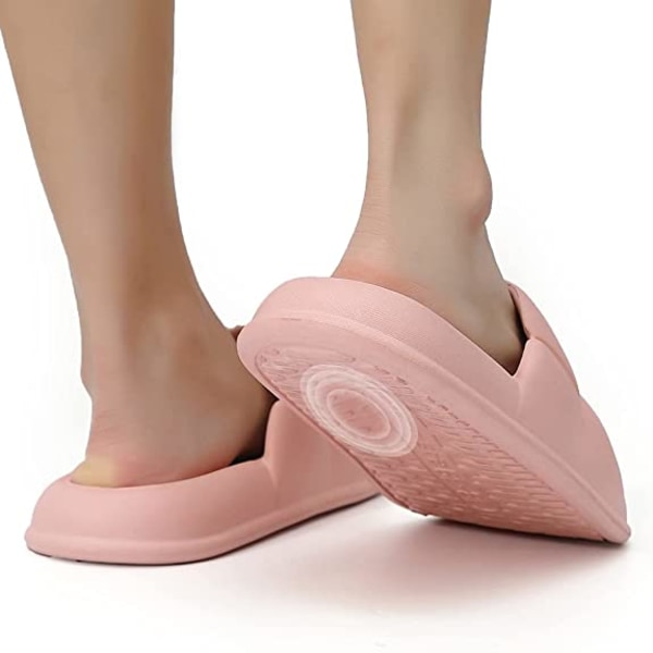 Kuddslippers för kvinnor och män Molnslippers halkfria snabbtorkande badrum duschslippers, öppna tår mjuka tjocka tofflor（Rosa）