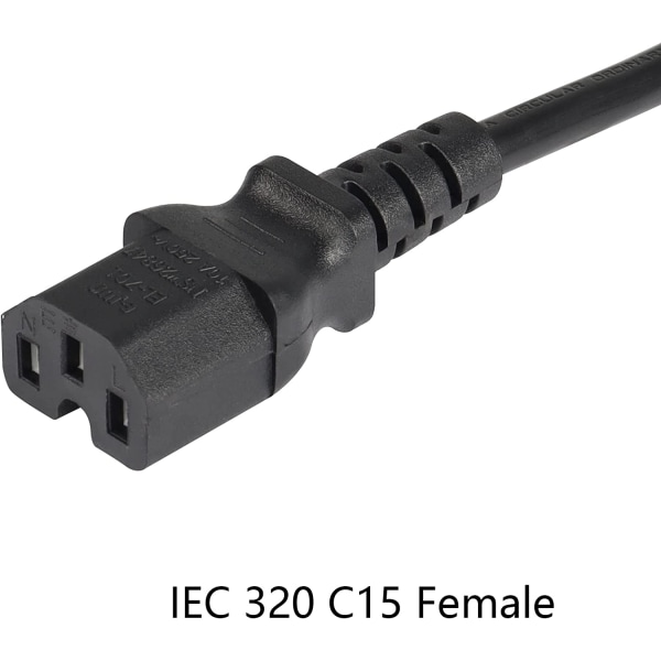 3 stk. 0,3 m IEC 320 C14 til dobbelt IEC 320 C15 hun-splitter forlængerkabel til router, netværksswitch, computer (c14-2xc15)