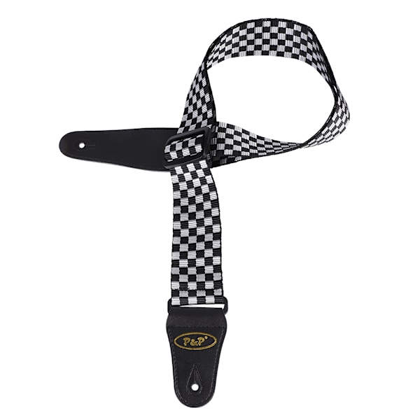 Justerbar nylon gitarr axelrem för folk gitarr elgitarrer (svart + vit)