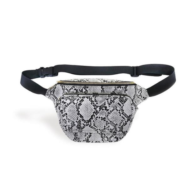 Ny ormskin PU midjeväska utomhus sport stor kapacitet en axel crossbody bröstväska vit
