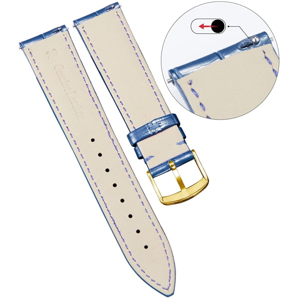 AVEKI Äkta läderersättnings klockarmband Flerfärgad Vattentät för män kvinnor, G-Blå (15mm)