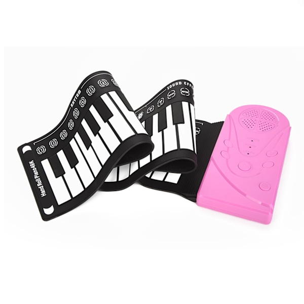 Bærbar 49-tangenters elektronisk keyboard håndrullepiano til børn og begyndere (pink)