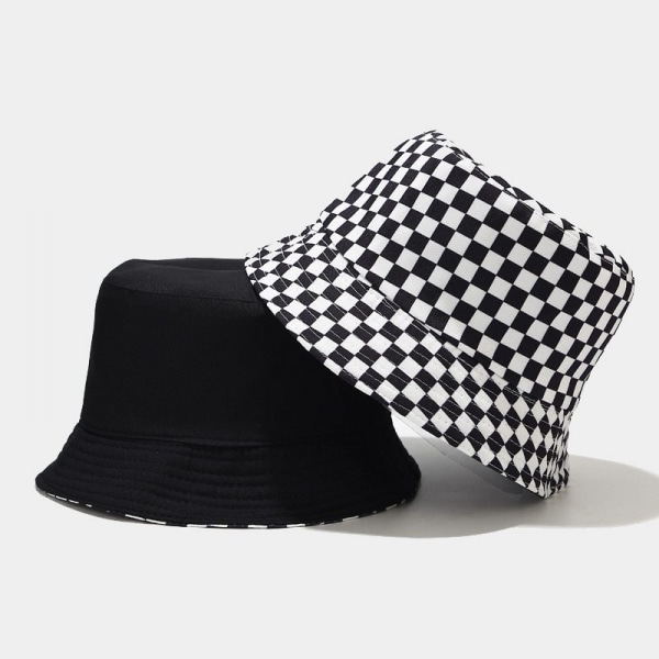 Wekity Sød Spand Hat Strand Fisker Hatte til Kvinder, Reversible Dobbeltsidet Unisex (Gitter, Sort og Gul)