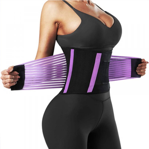 Midjetränare Korsett Trimmer Bälte för Kvinnor Midja Wrap Träningstoppar Slankning Body Shaper Bälte(Lila)