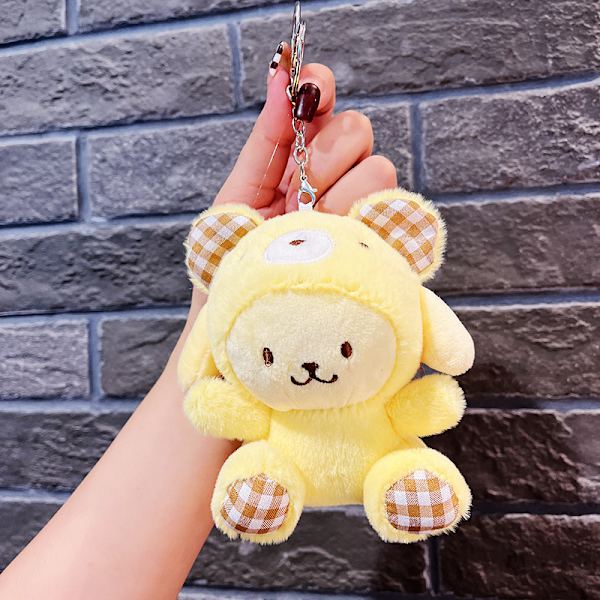 Söpö pieni nukke, parin laukku riipus, pehmolelu nukke avaimenperä, nukke riipus Plush Plaid Animal - Pudding Dog