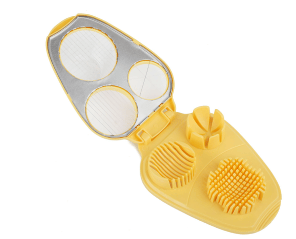 3-i-1 Egg- og Fruktskiver - Ny terningkutter i rustfritt stål for hardkokte egg, jordbær, druer og sopp - Oppvaskmaskinsikker Multi Yellow