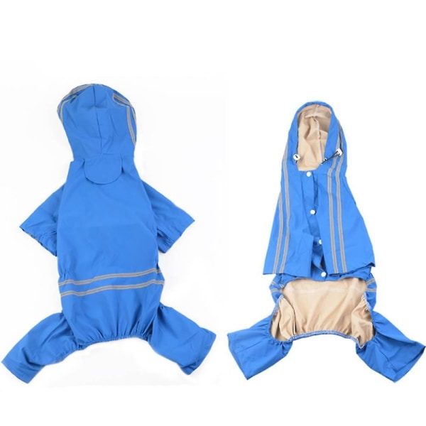 Pet Clothes Raincoat, Four-legged Dog Raincoat, Big Dog Raincoat (Blue 7XL)