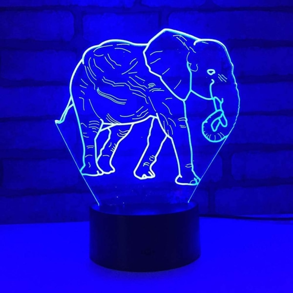 WJ 3D Elefant Fjernbetjening 16 Farve Natlys Illusion Akryl LED Bordlampe Sengelampe Børneværelse Skrivebordsdekoration Fødselsdagsgaver Legetøj til Børn