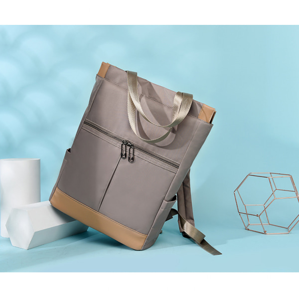 Laptophandväska Damryggsäck, moderiktig universitetsreseväska för fritidsdagar, skolväska, arbetsväska (khaki)
