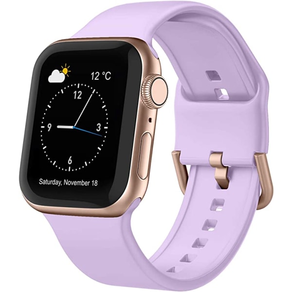 Apple Watch-armband i mjukt silikon, sportarmband, ersättningsarmband, lämplig för hela Iwatch-serien (lavendel 38/40/41 mm)