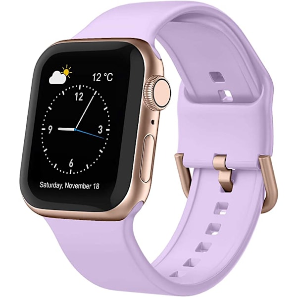 Apple Watch -hihnan pehmeä silikoninen urheiluranneke, korvaava hihna, sopii kaikille Iwatch-malleille (Laventeli 38/40/41mm)