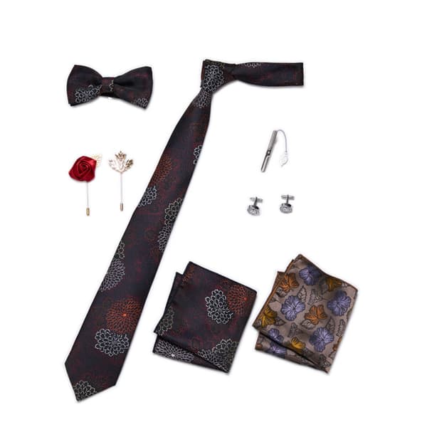Plaid slips slips til mænd med slips, lommetørklæde og manchetknapper, klassiske striber, LB193