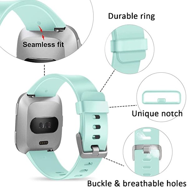 Älykellon ranneke sopii Fitbit versa älykellolle, versa 2 ja versa Lite se -kelloille naisille ja miehille (Merivihreä-S)