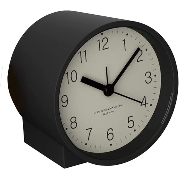 Batteridriven analog alarmklocka, tyst, utan tickande, stigande pipljud, snooze, ljusfunktioner, enkel inställning (svart)