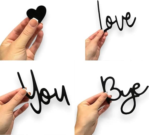 \"Love You, Bye\" Metall Väggskylt - Romantisk Skriftdekor för Sovrum, Vardagsrum