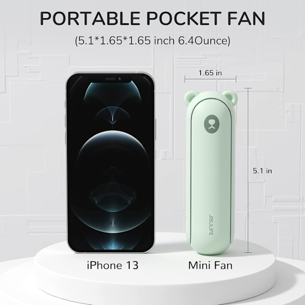 Handhållen fläkt med 4500 mAh Powerbank Max 37 timmars drifttid, fickportabel batteridriven eller USB-driven hopfällbar personlig fläkt, 3 S Green