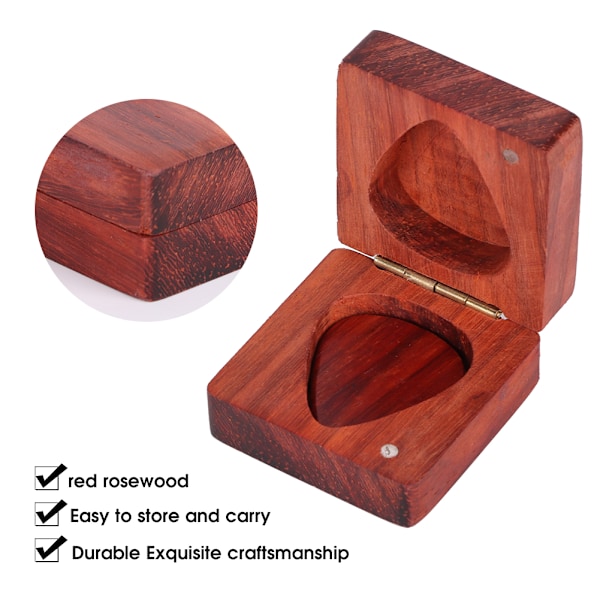 Gitarrplektrum Träbox med 2 st röda rosenträplektrum Musikinstrument Tillbehör