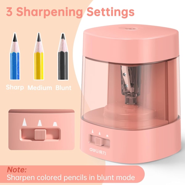 Elektrisk pennvässare, automatisk pennvässare för No.2-pennor och färgpennor, USB- och batteridriven pennvässare för pink
