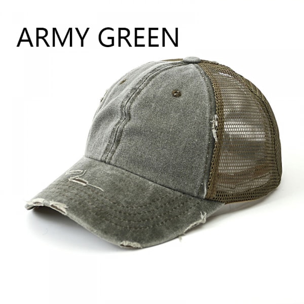 Ny Fashion Vasket Bomuldsand Ælling Tunge Sol Visir Hat Let Bestyrelse Hestehale Baseball Cap med Brudt Kant Mesh Cap