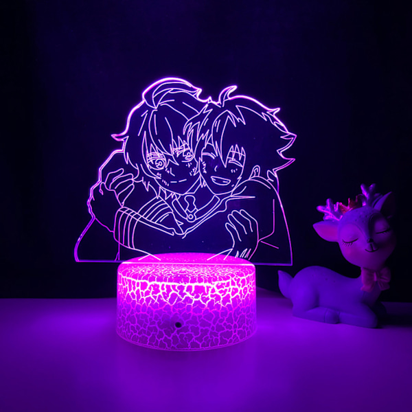 JUSTUP 3D LED Illuusiolamppu Anime Seraph of the End Yövalo Kaukosäätimellä Lastenhuoneen Koristelamppu --- Crack Seat