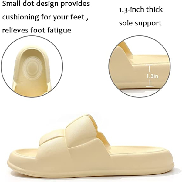 Pudeslippers til kvinder og mænd, Cloud Slippers, skridsikre, hurtigtørrende badeværelses- og brusebadsslippers, åbne tå, bløde, tykke slippers (gule)