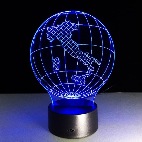 WJ Italia Jordkart Lys 3D Visuell Led Lampe 7 Farger Sopp USB Soverom Liten Skrivebordslampe 7 Farger Skiftende Led Nattlys